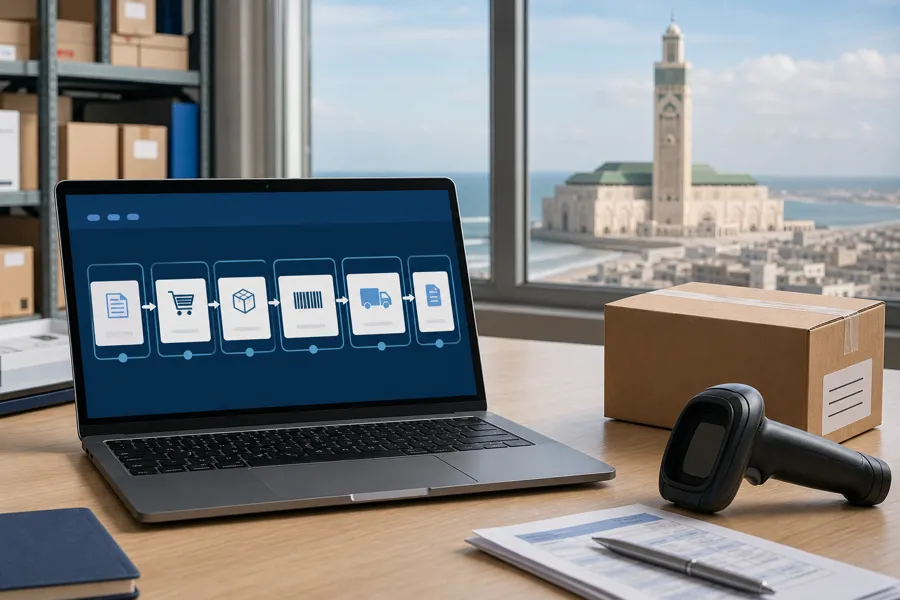 Flux prospect, commande, stock, livraison et facturation dans un ERP de distribution