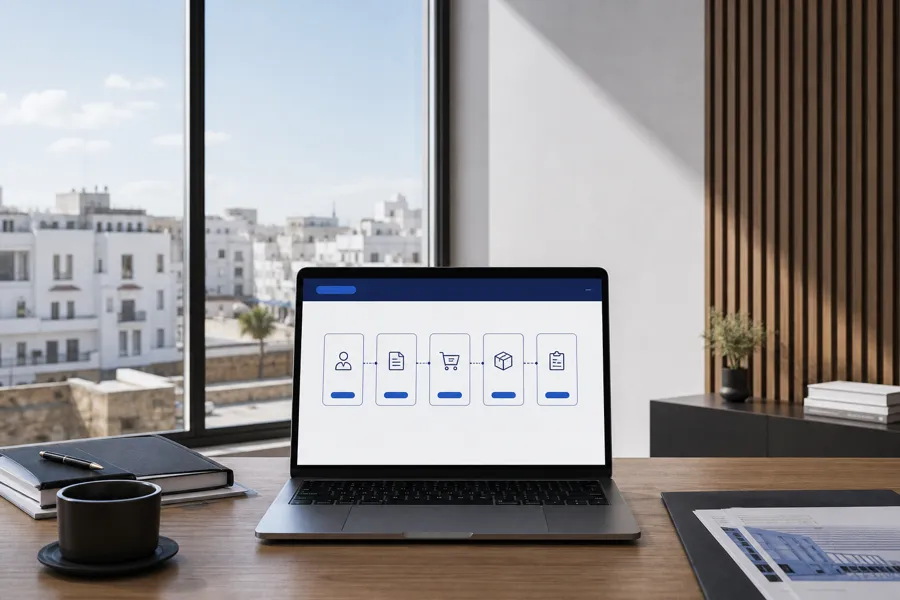 Liaison CRM, devis, commande, stock et facturation pour une activité export