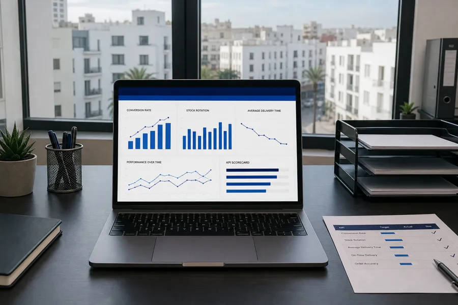 Tableaux de bord KPI pour mesurer une digitalisation : délais, conversion, marge et stocks