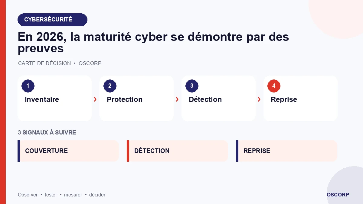Schéma explicatif : En 2026, la maturité cyber se démontre par des preuves
