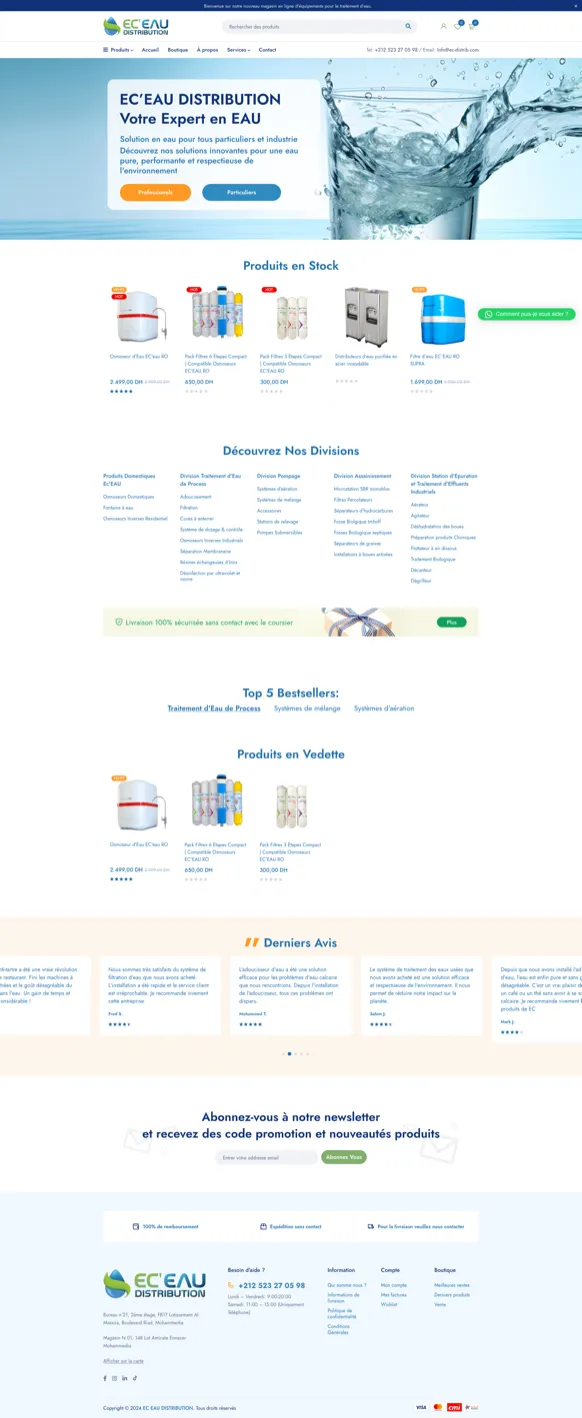 Aperçu du projet EC'Eau Distribution — E-commerce & Odoo